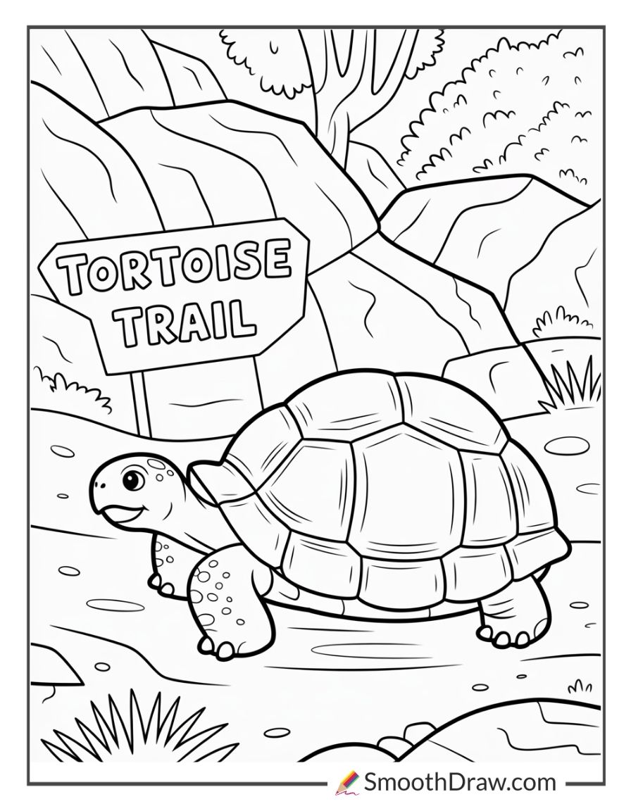 Tortoise Crawling Slowly At The Zoo