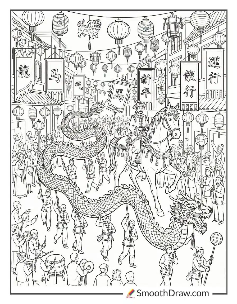 Traditional Horse Dance Coloring Sheet