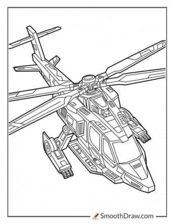 Transforming robot helicopter coloring page