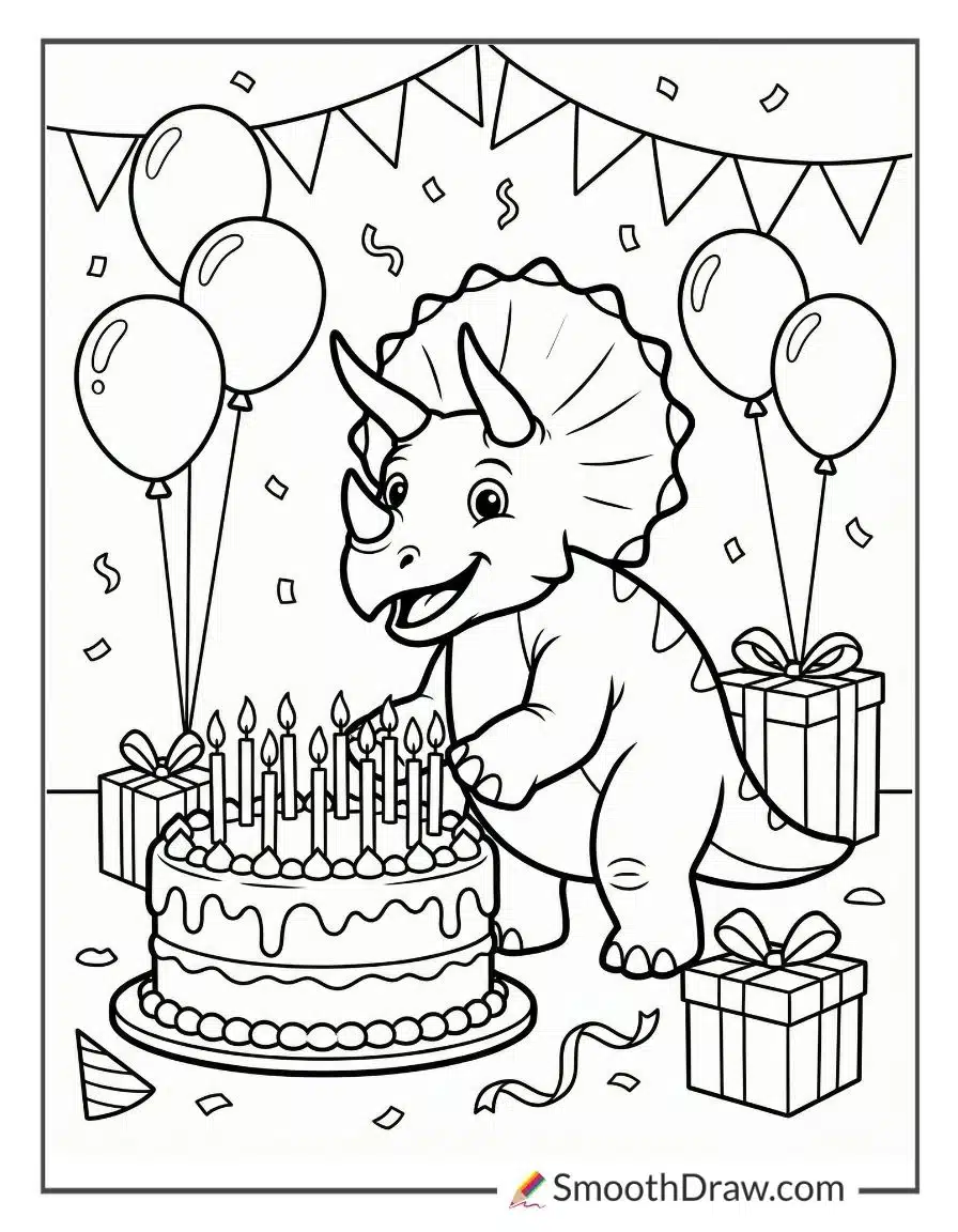 Triceratops Birthday Party With Cake
