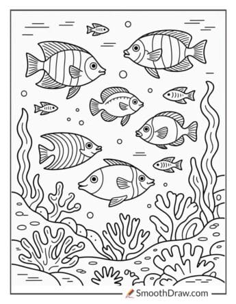 Tropical fish swimming in ocean
