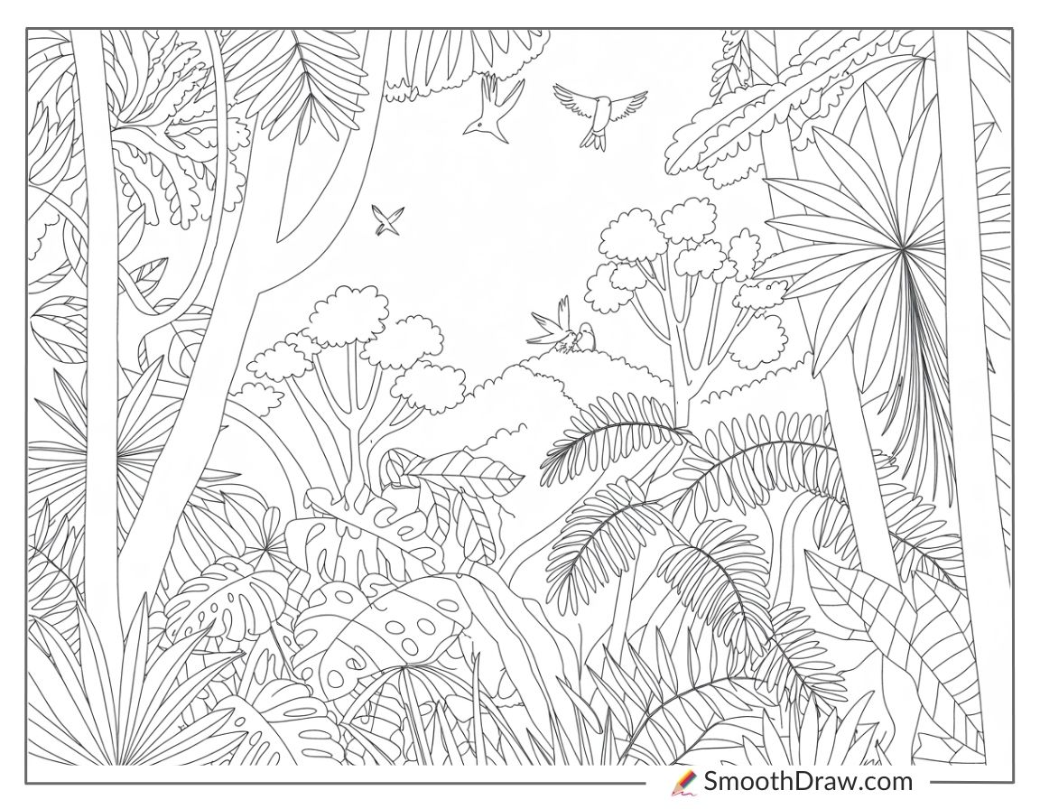 Tropical rainforest canopy view