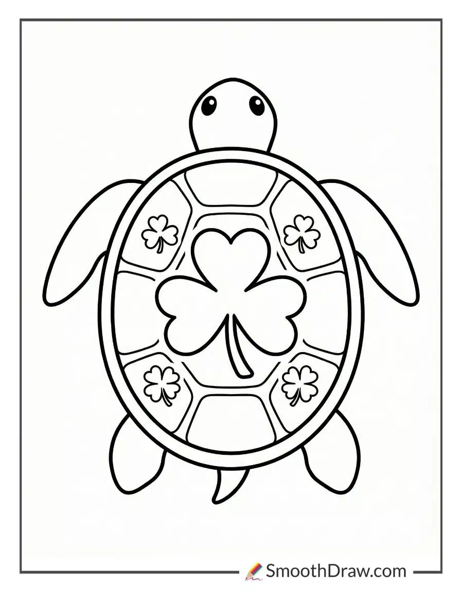 Turtle Carrying Shamrock On Shell