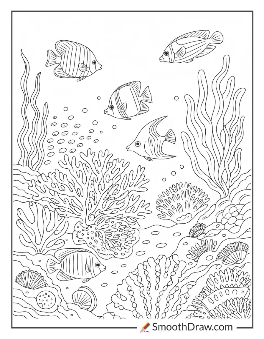 Underwater Coral Reef For Coloring
