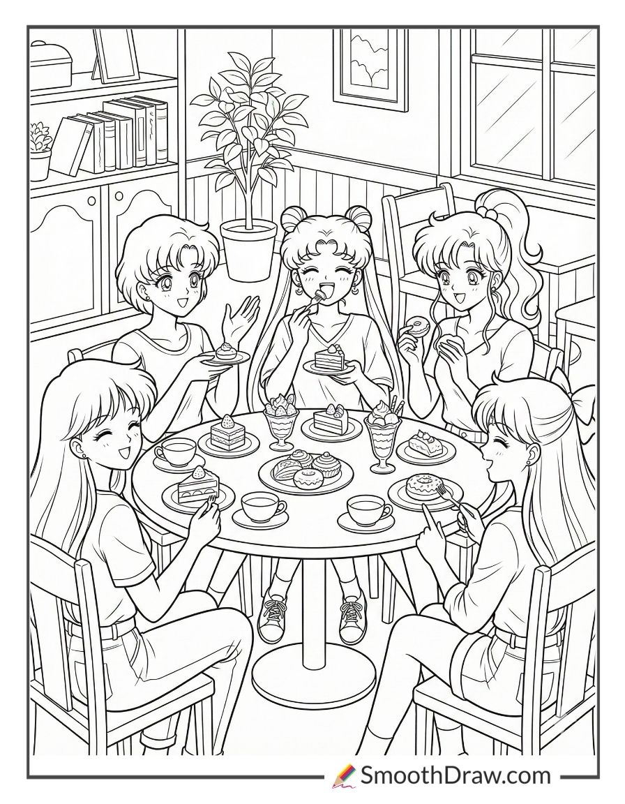 Usagi Eating Sweets With Friends