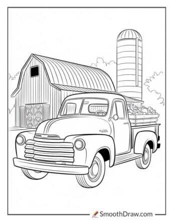 Vintage Farm Pickup Truck Coloring Page