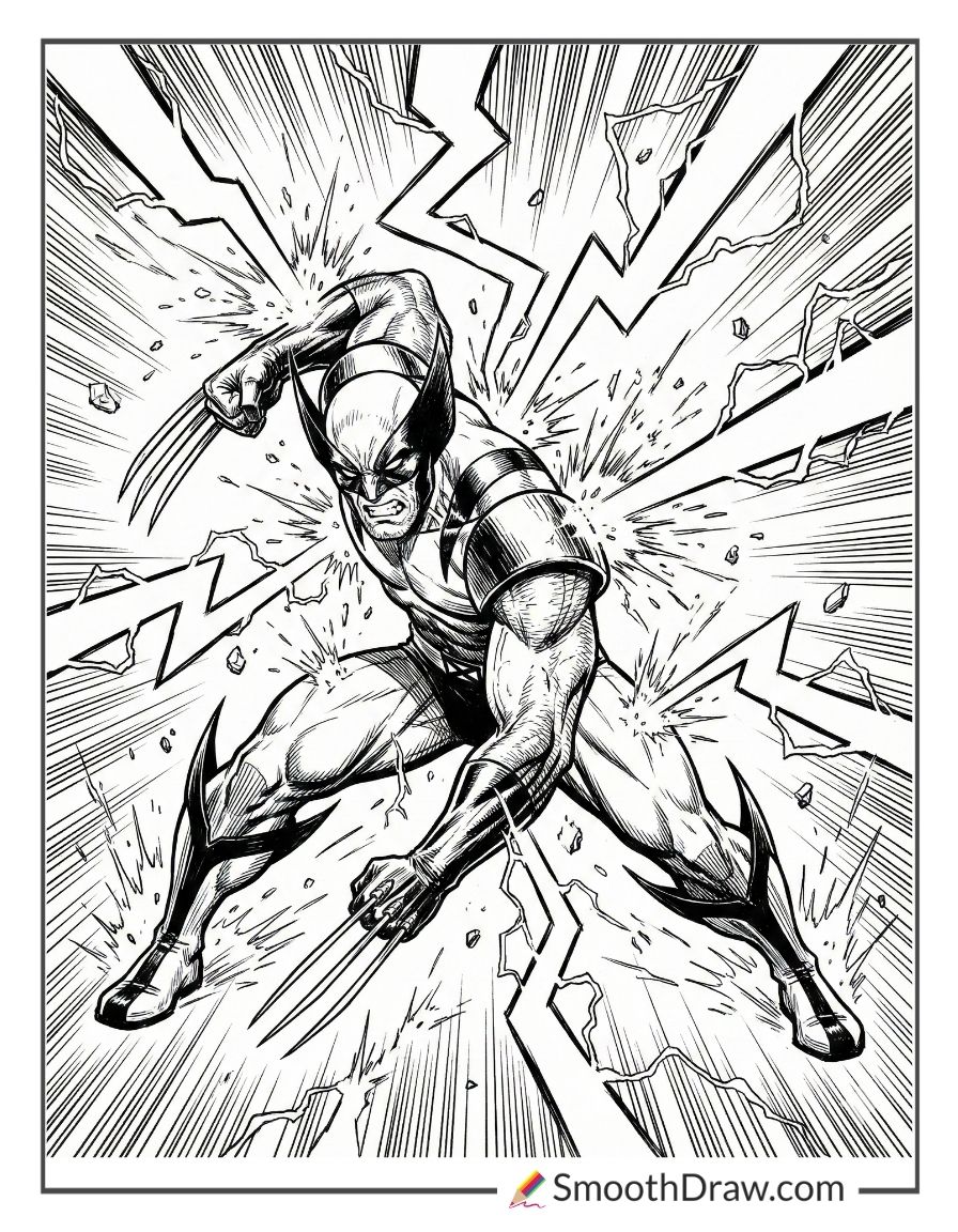 Wolverine dodging energy beams