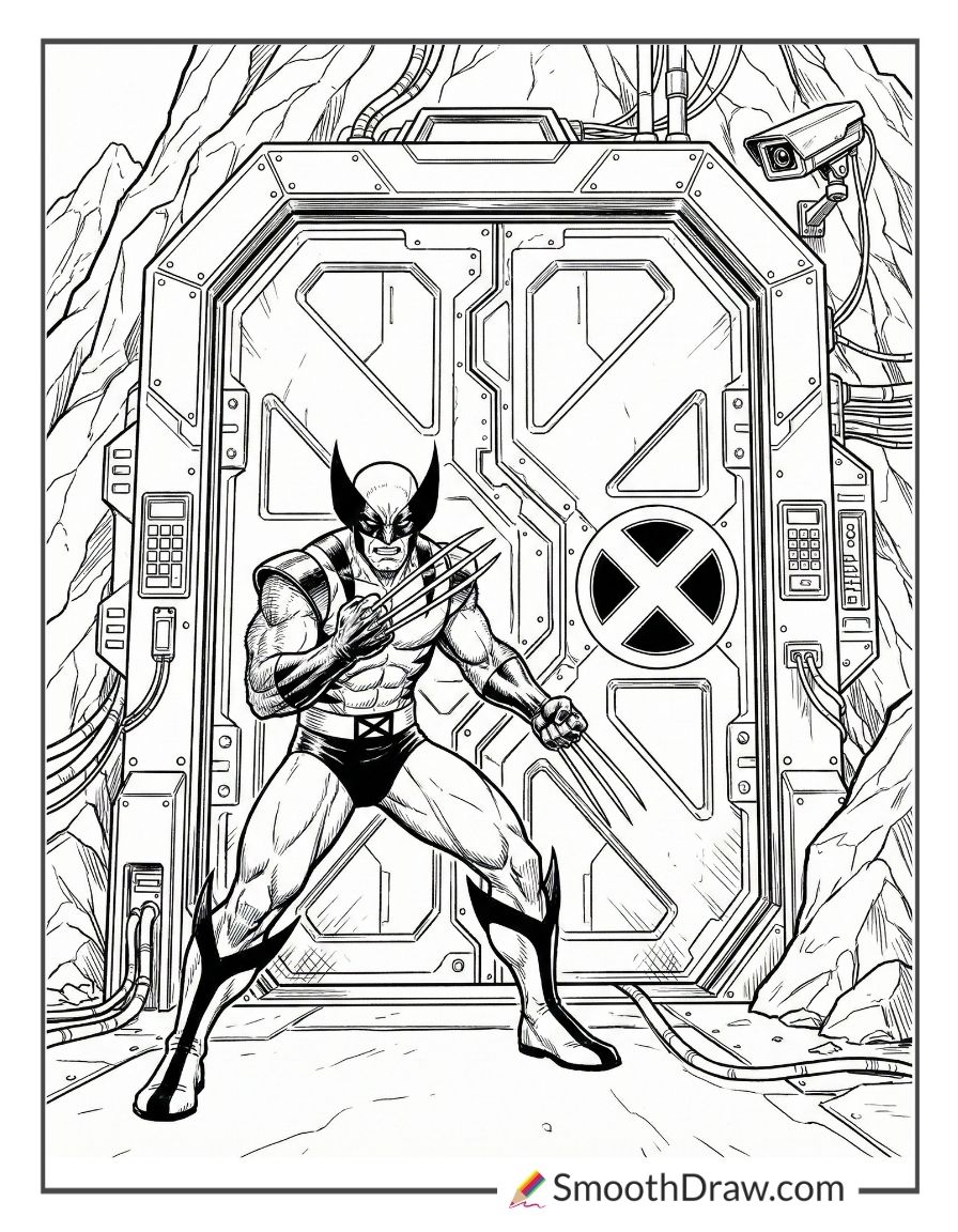 Wolverine guarding secret base