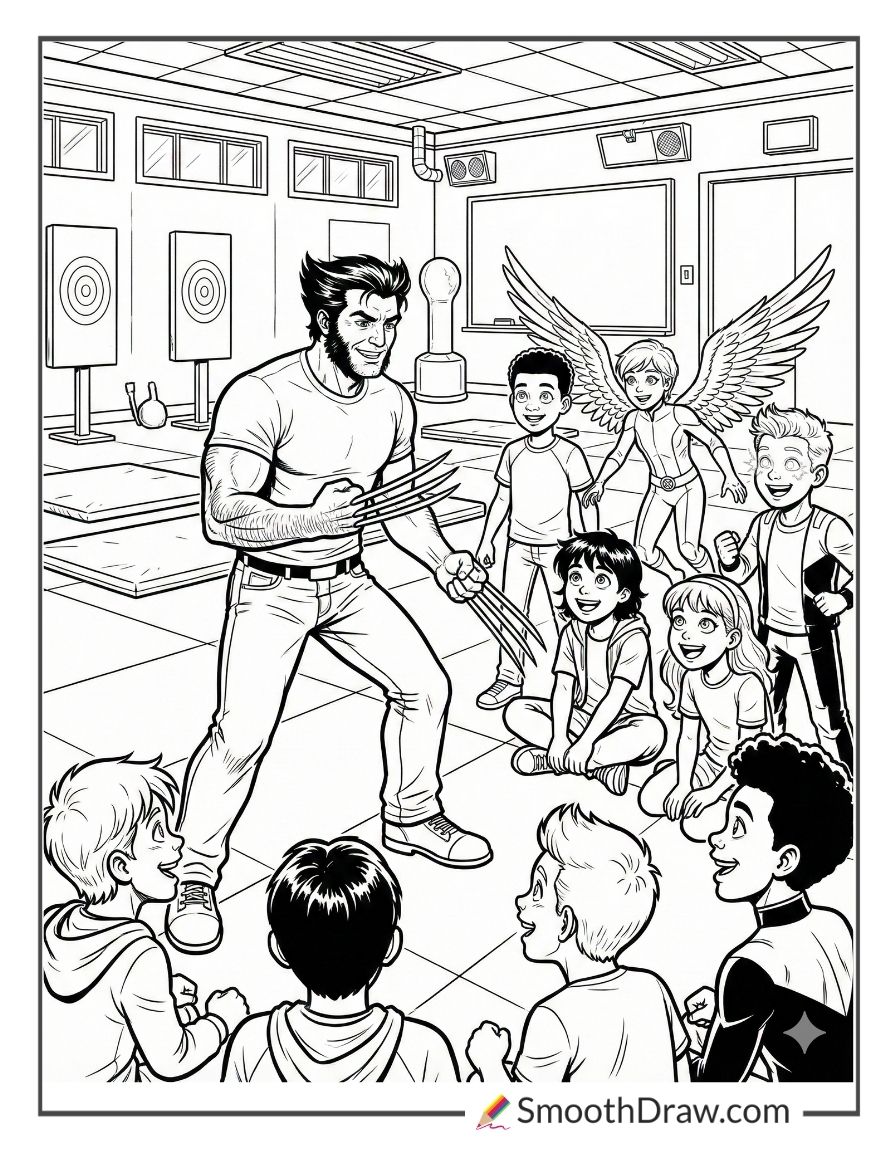 Wolverine teaching young mutants