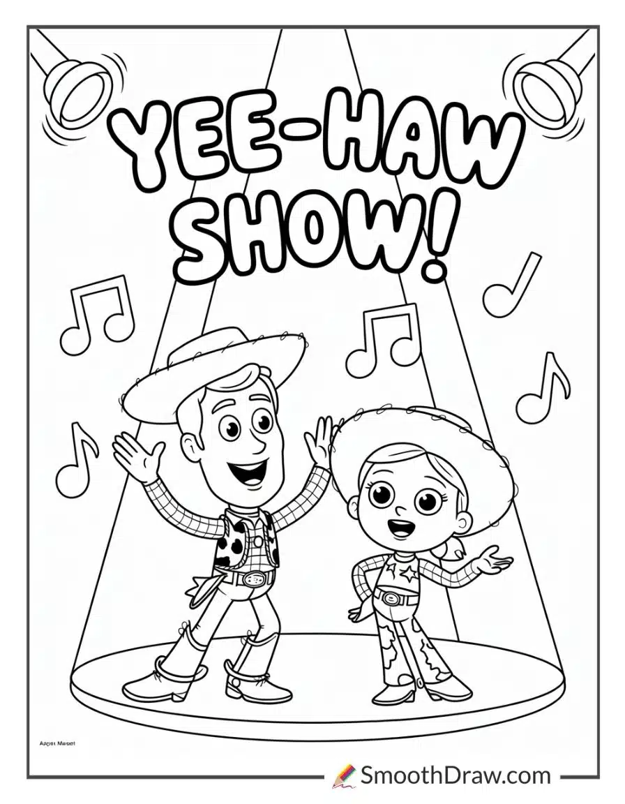 Woody and Jessie singing on stage