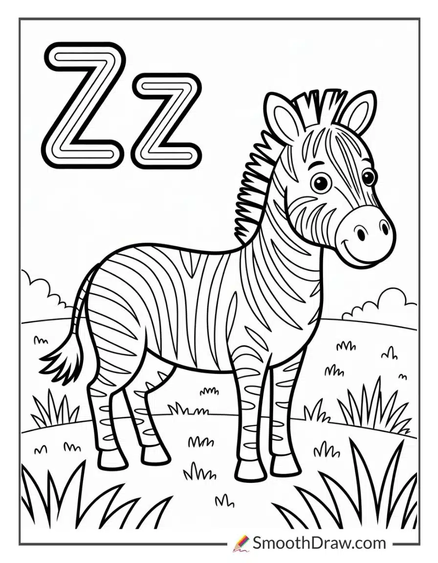 Z For Zebra Stripes Coloring Sheet