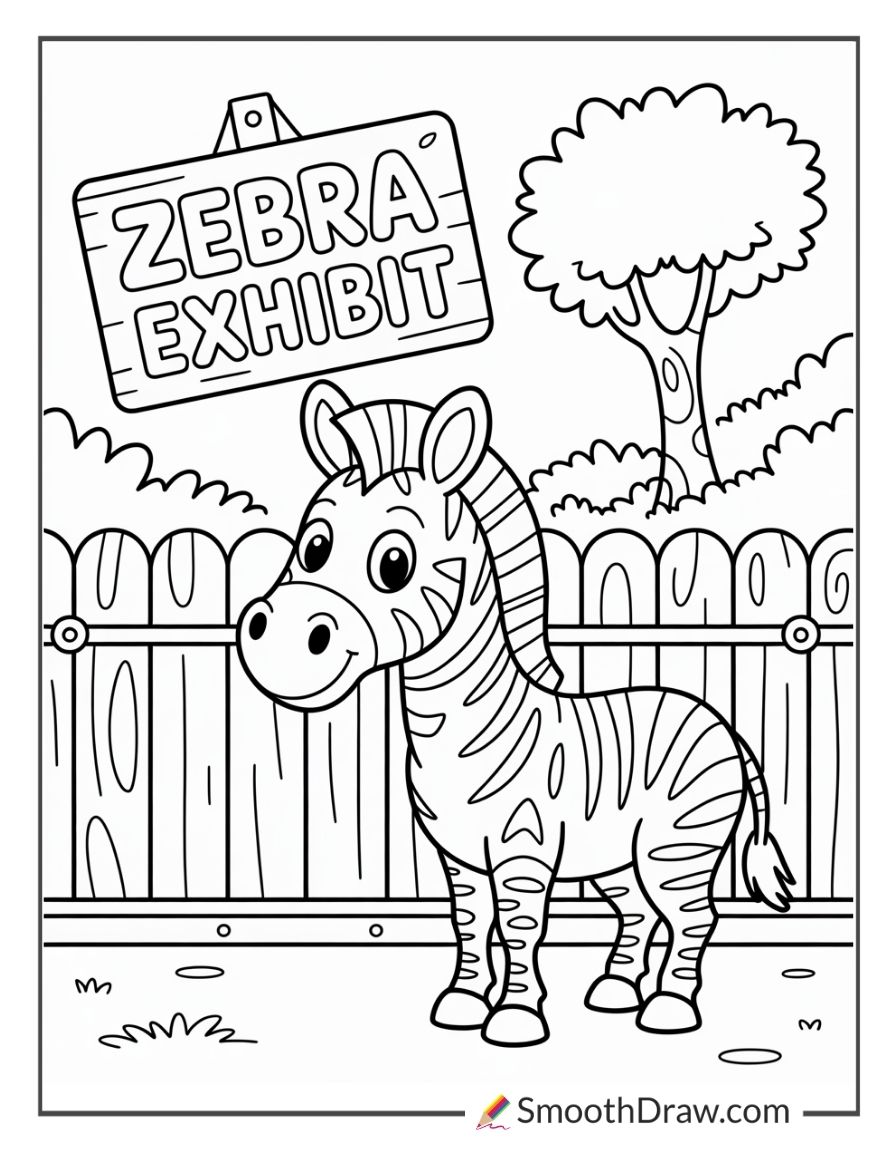 Zebra Next To Zoo Fence