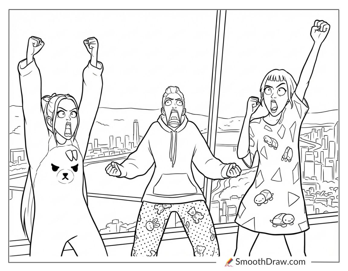 Zoey Celebrating Victory After Concert Coloring Pages