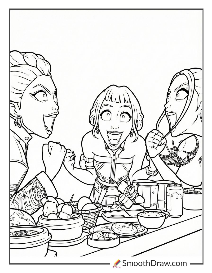 Zoey Eating Tteokbokki With Friends