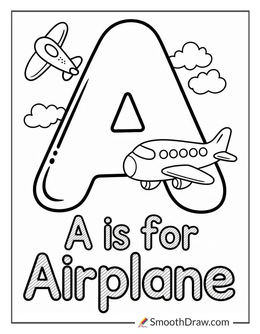 A Is For Airplane Coloring Page