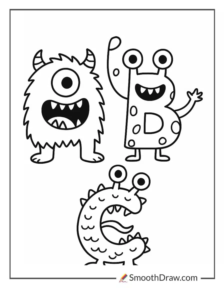 Abc Monsters Coloring Pages