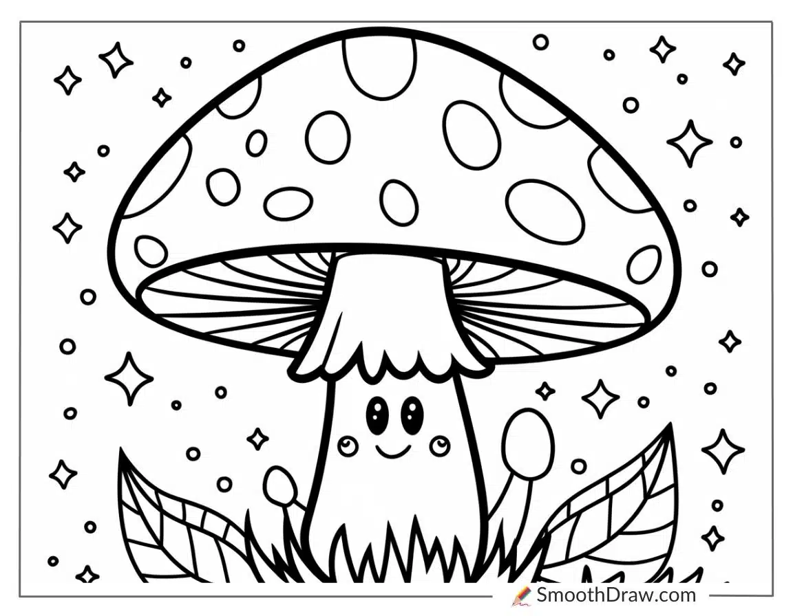 adorable mushroom coloring page