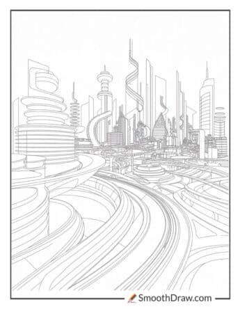 advanced city coloring pages