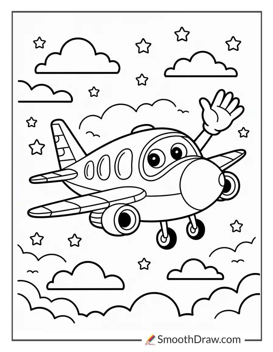 Airplane Coloring Page For Kids