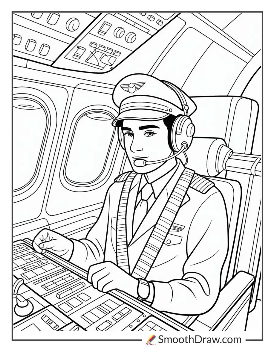 Airplane Pilot Coloring Page