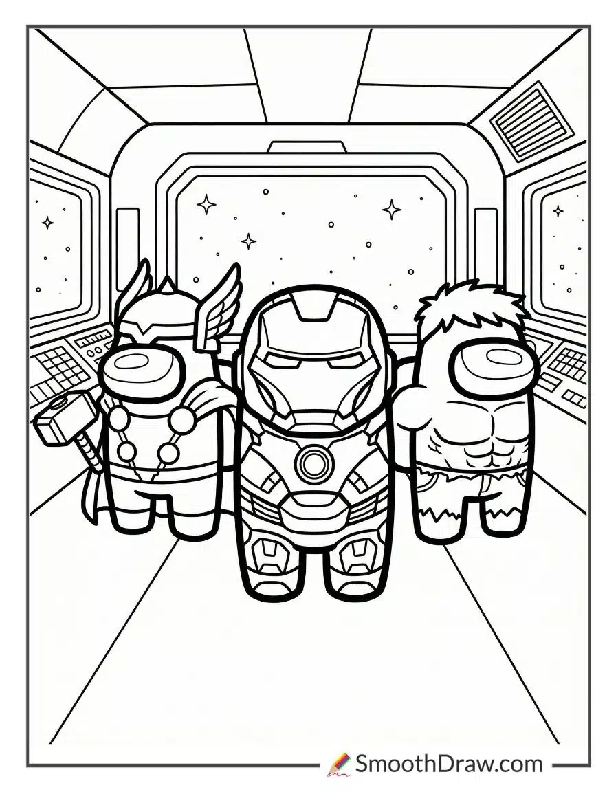 Among Us Avengers Coloring Pages