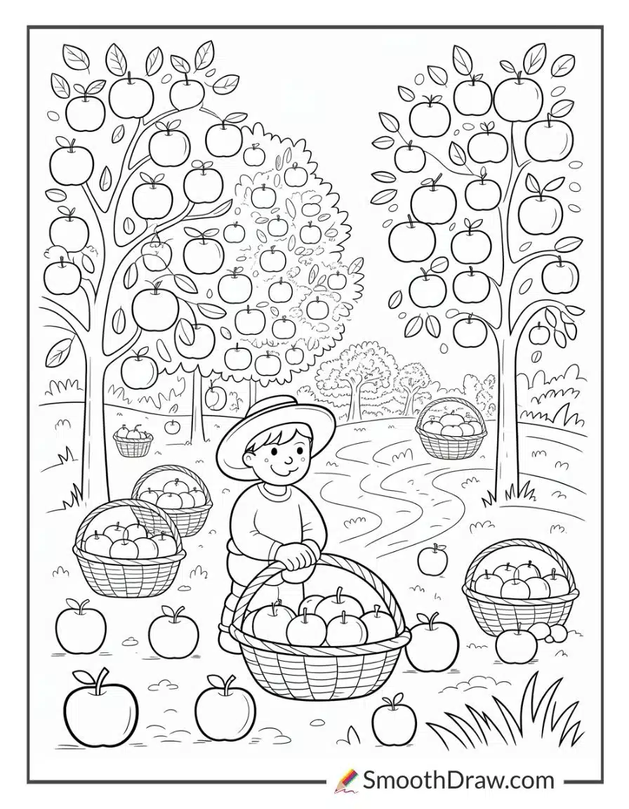 apple farm coloring page