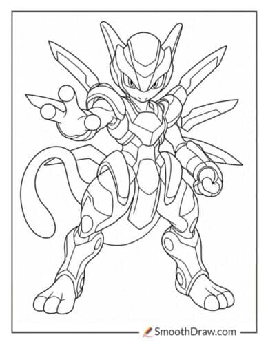Armored Mewtwo Coloring Page
