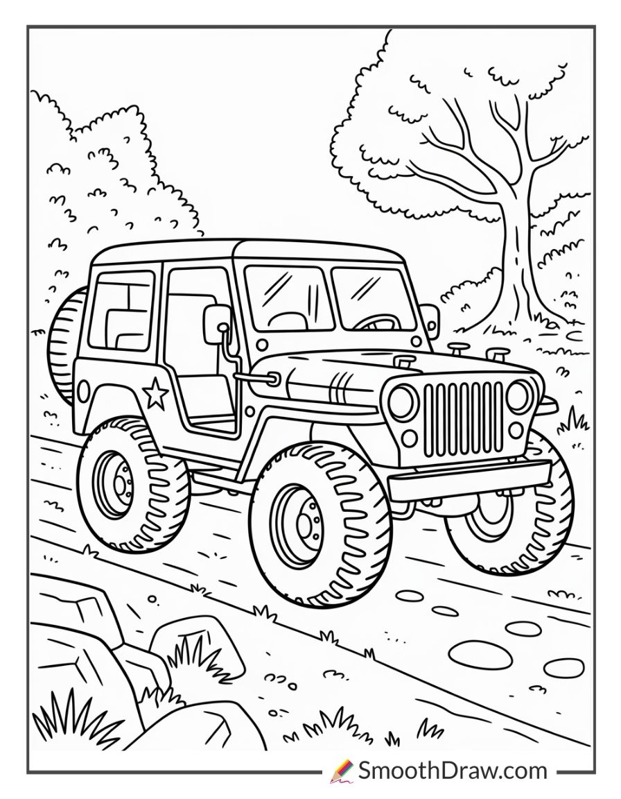 Army Jeep Coloring Pages