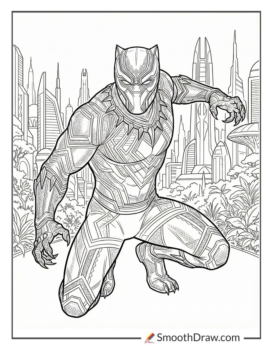 Avengers Black Panther Coloring Pages 1