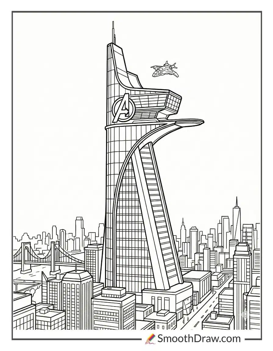 Avengers Tower Coloring Page