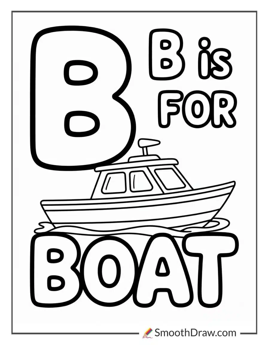 B Is For Boat Coloring Page