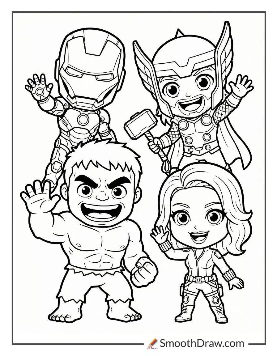 Baby Avengers Coloring Pages 2