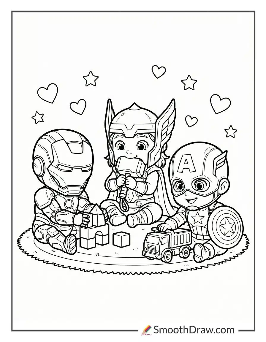 Baby Avengers Coloring Pages