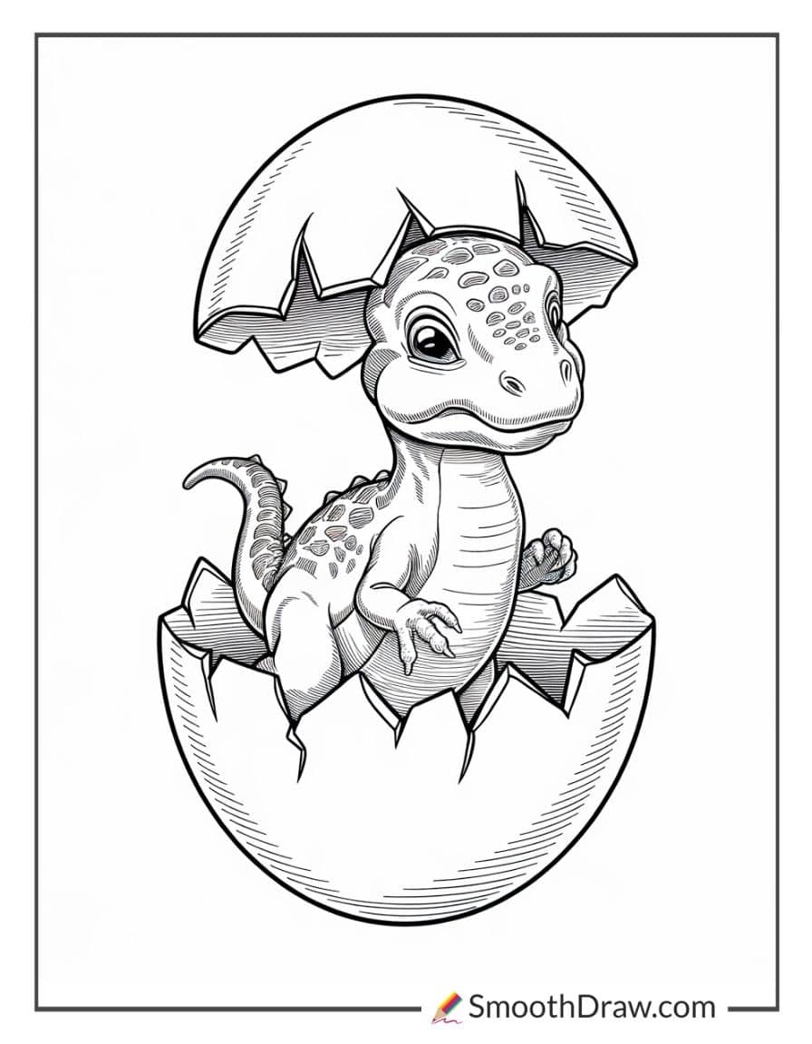 baby dinosaur hatching from egg