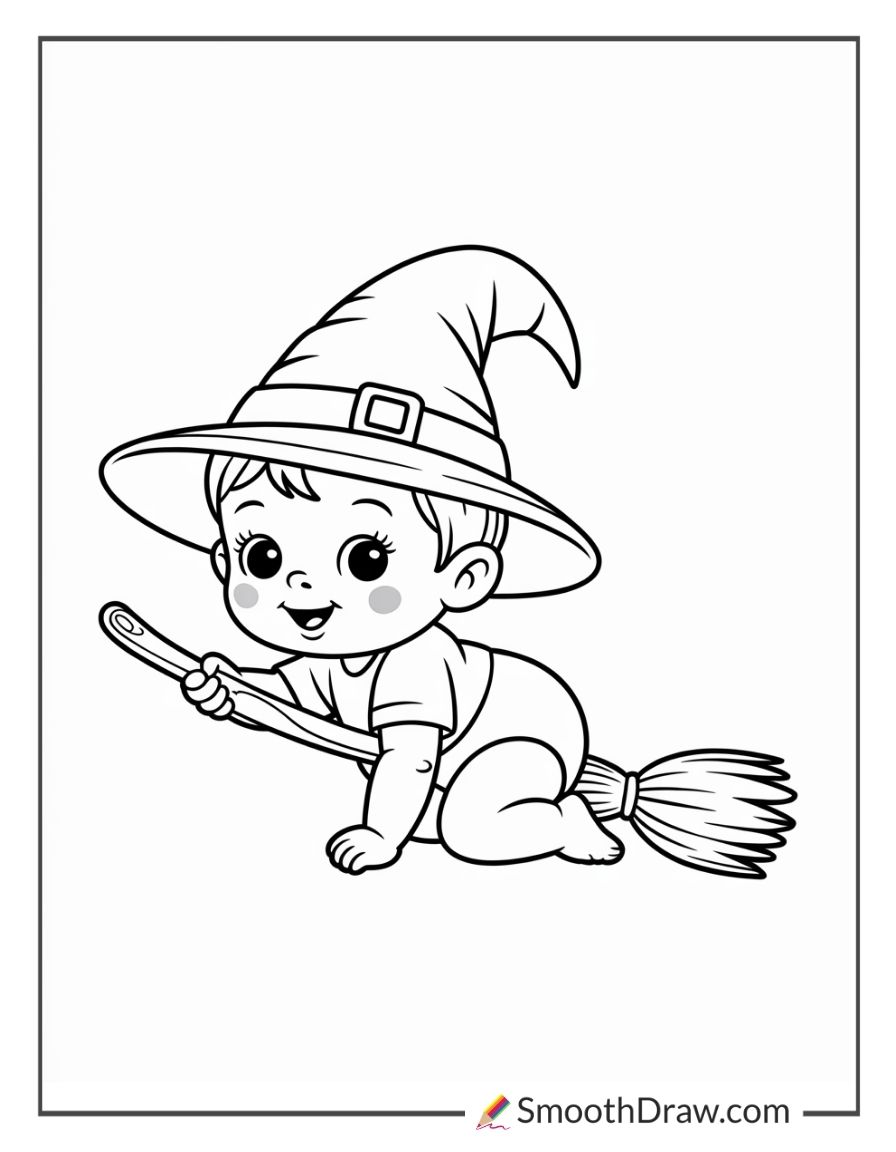 Baby Witch Coloring Page
