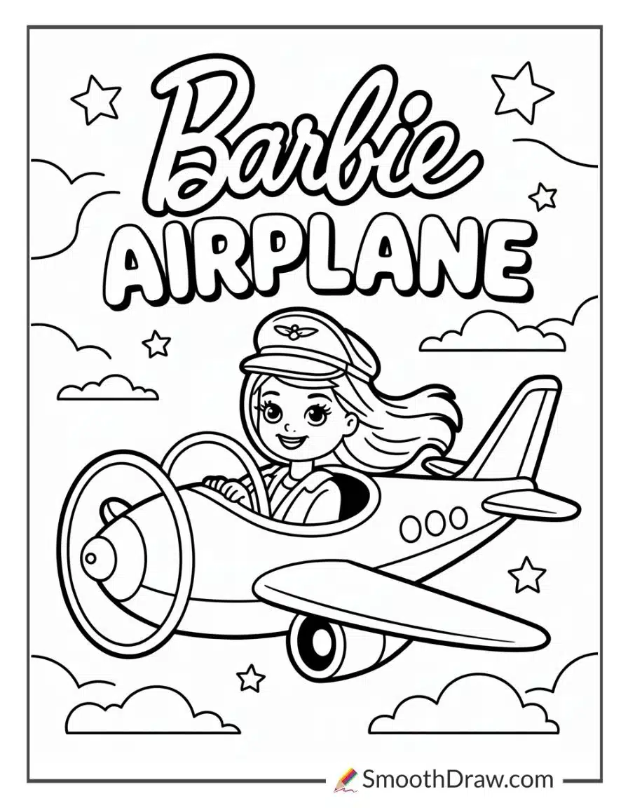 Barbie Airplane Coloring Pages