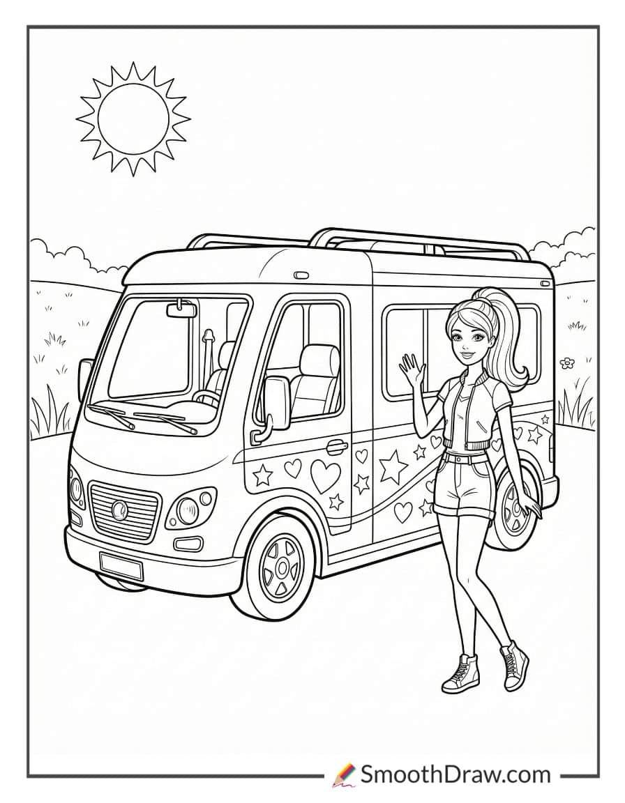 Barbie Camper Coloring Pages