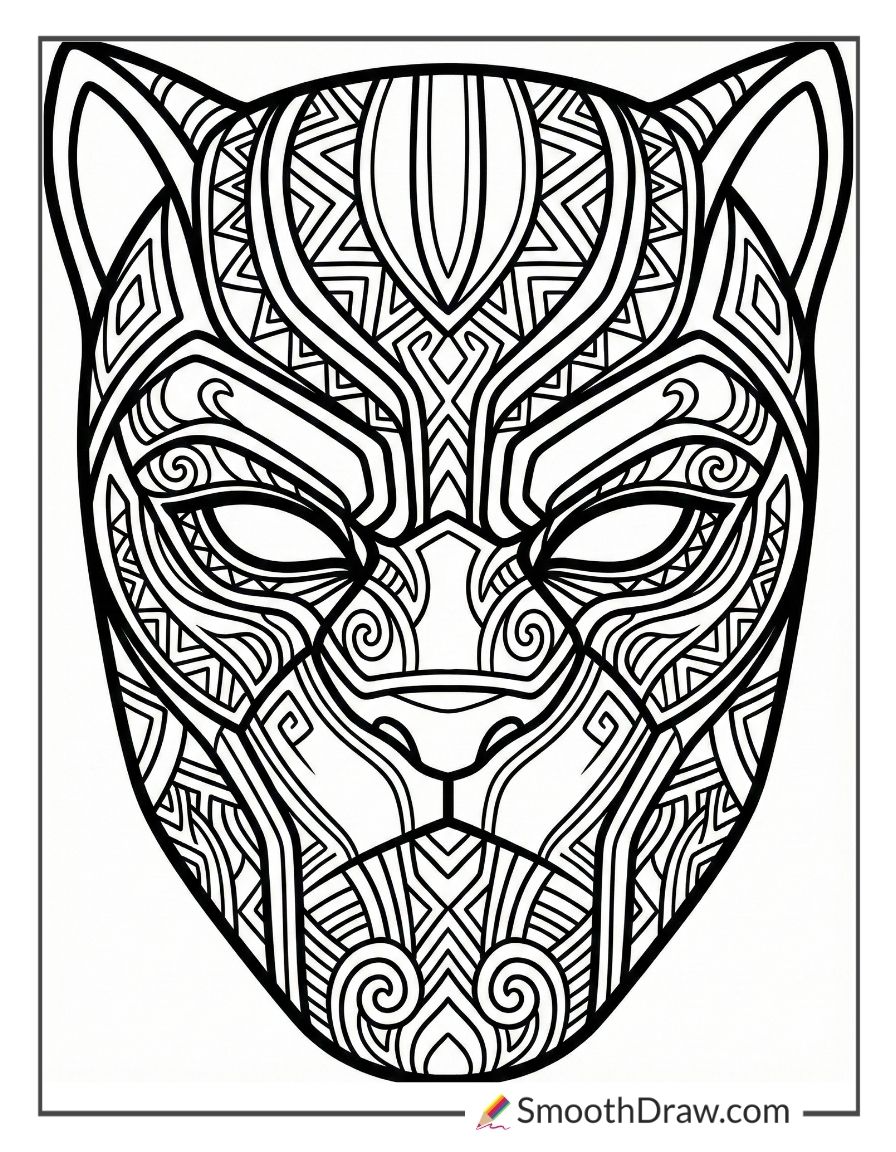 Black Panther Mask Coloring Page