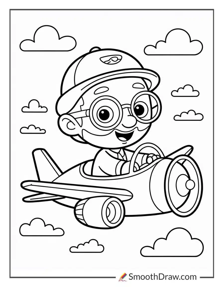 Blippi Airplane Coloring Page