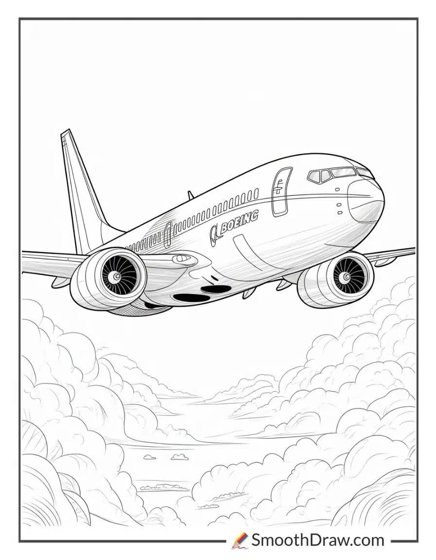 Boeing 737 Realistic Airplane Coloring Pages