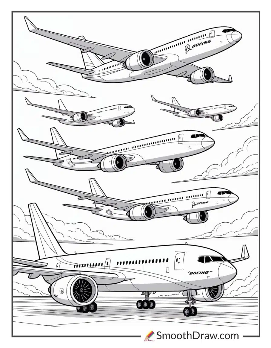 Boeing 747 Realistic Airplane Coloring Pages