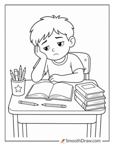 Bored Child At Classroom Desk