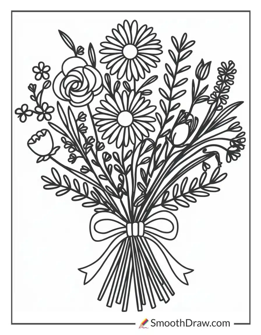 bouquet of flowers for coloring