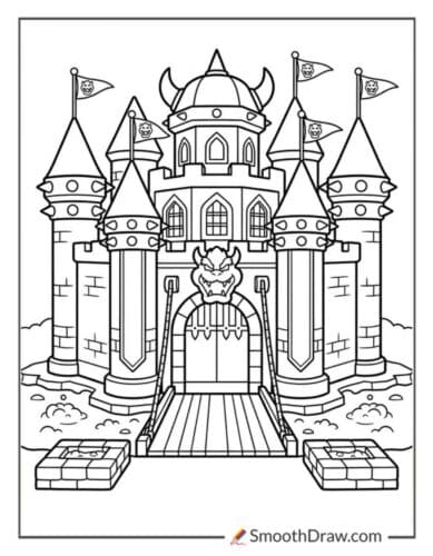 Bowser Castle Coloring Page