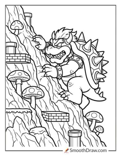 Bowser Climbing A Mountain