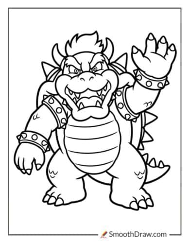 Bowser Coloring Page Easy