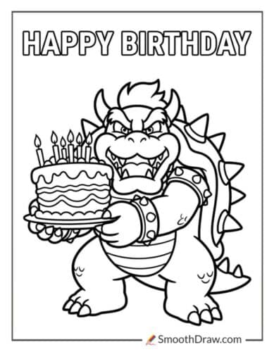 Bowser Holding A Birthday Cake