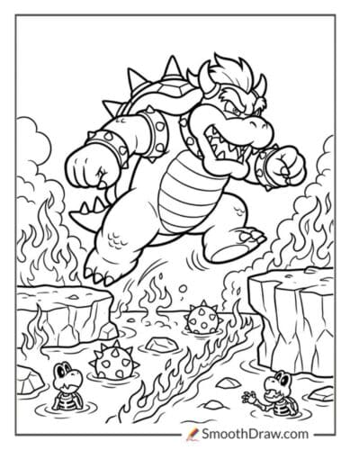 Bowser Jumping Over Lava Pits
