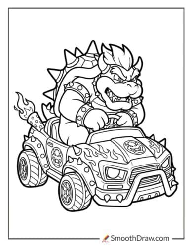 Bowser Mario Kart Coloring Page
