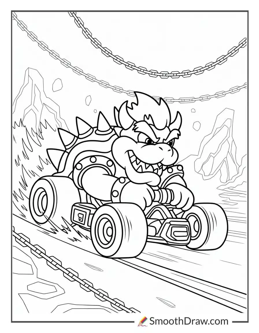 Bowser Mario Kart Coloring Pages